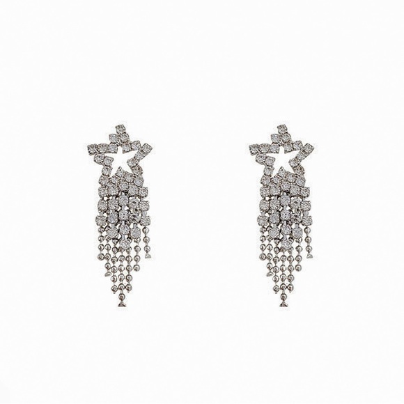 Any 2/$20! Silver Crystal Pave Shooting Star Stud Earrings - Picture 4 of 6